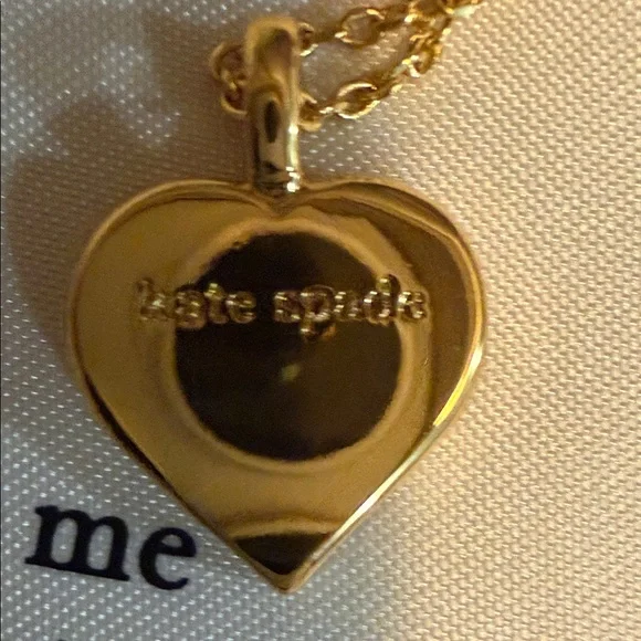 kate spade Gold Heart Pendant Necklace with Multicolor Stone Border - Picture 4 of 4